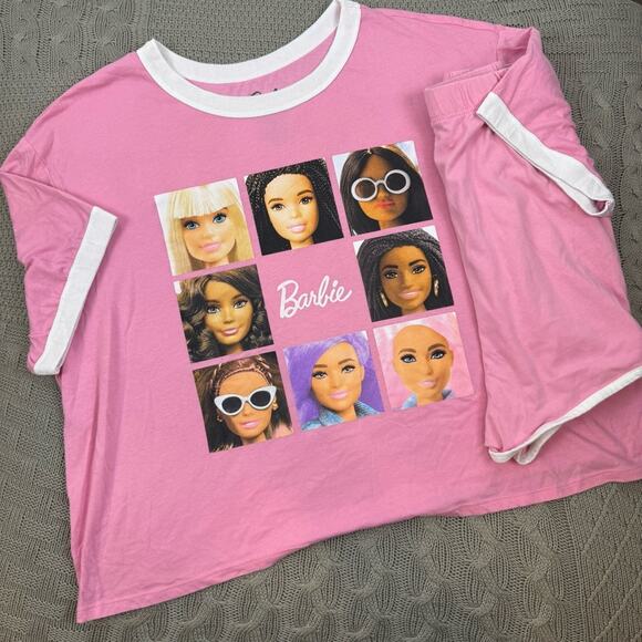 Barbie Other - Barbie Pink and White Short Sleeve Tee & Short Set ~ XXXL, 22W/24W